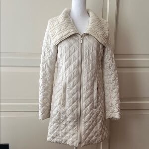 Elegant Cream Quilted Women's Coat